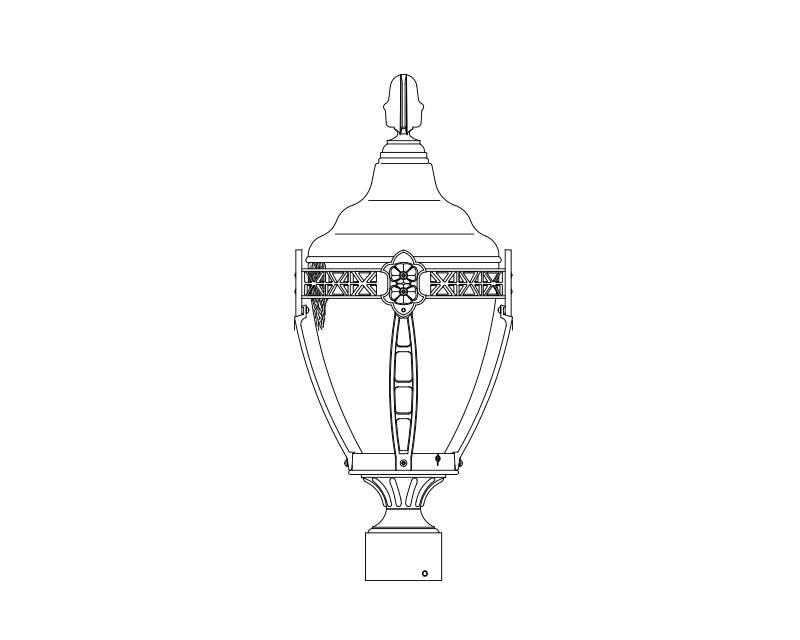 Grosse Pointe, Small, aluminum, Post Mount, Clear polycarbonate, (1) 60W INC, 120V